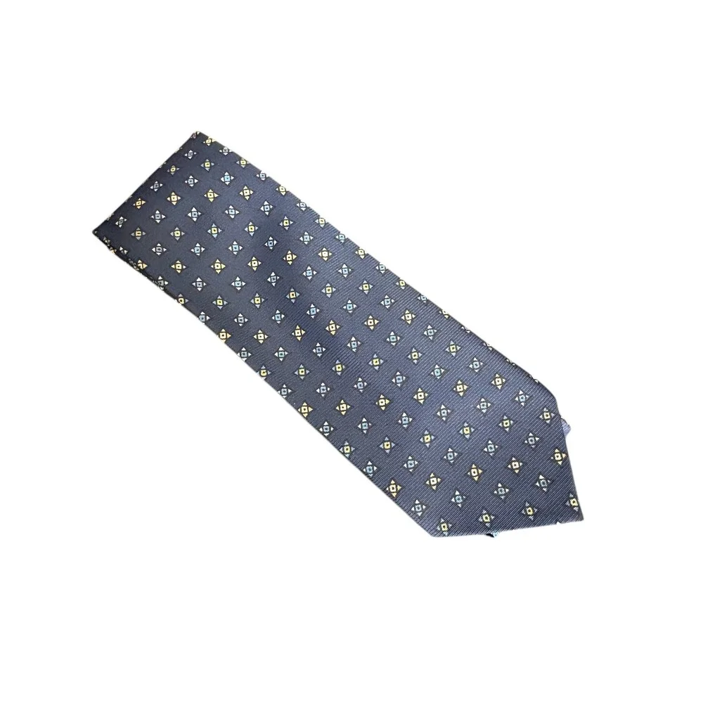 Sears‎ Blue Geometric Slim Tie 55x2.25 Boys Mens Narrow Necktie